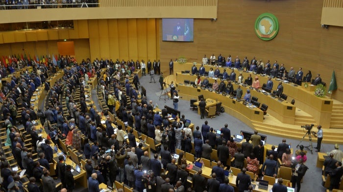 African heads of state attend the 37th Ordinary session of the African Union Summit at the Union's headquarters in Addis Ababa, Ethiopia, February 17, 2024.